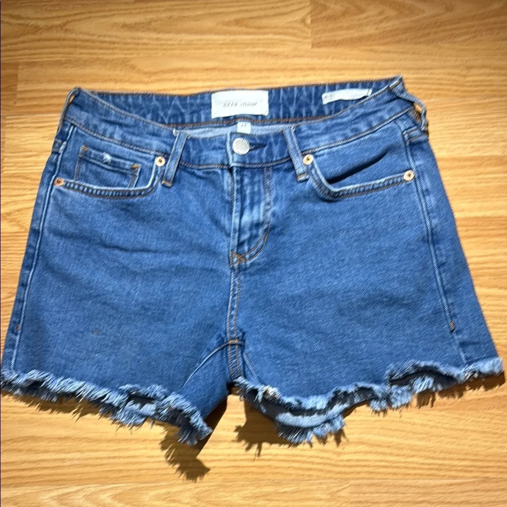 Dear John Blue Denim Jean Shorts Frayed Hem - Picture 1 of 3